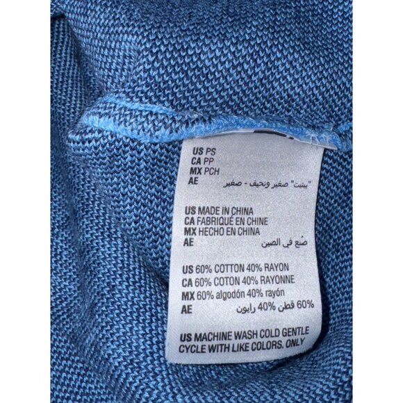 Alfan Womens Blue Patterned Poncho Sweater PS Cotton/Rayon Blend - Picture 3 of 7